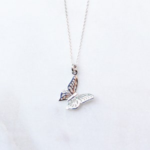 Silver Butterfly Pendant Necklace, Unique Butterfly Necklace, Dainty Necklace Gift for Her