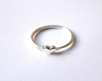 Silver Dainty Sweetheart Ring, 925 Silver Heart Ring, Minimalist Heart Ring for Everyday Use