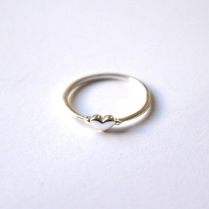 Sterling Silver Heart Ring: Dainty 925 Silver Minimalist Band
