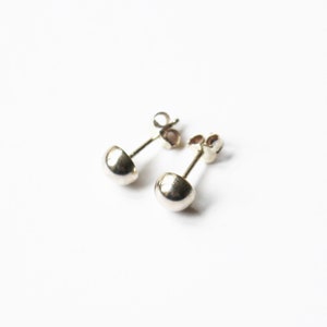 Half Ball Stud Earrings in Sterling Silver , Dainty Trendy Minimalist Everyday Earrings