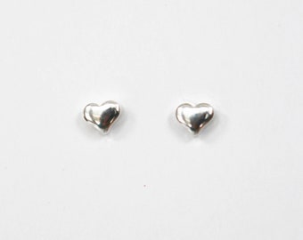 Tiny Heart Earrings | Sterling Silver Heart Studs | 925 Silver Dainty Minimalist Everyday Earrings