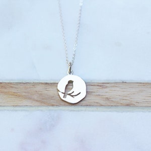 Bird On A Branch Pendant Necklace, Dainty Unique Everyday Sterling Silver Necklace