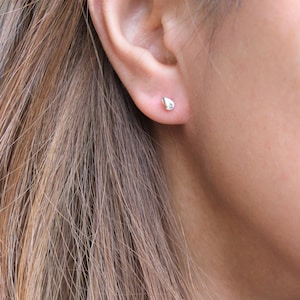 Tiny Teardrop Sterling Silver Stud Earrings, Minimalist Everyday Earrings