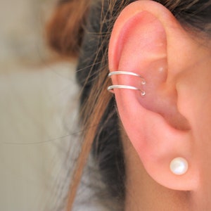 Bijou d'oreille en argent, Boucles d'oreilles cartilagineuses non percées, Tour d'oreille en argent 925, Bijou d'oreille boule en argent sterling