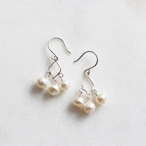 Chandelier Pearl Earrings, Silver Pearl Earrings, Dangling Freshwater Pearls, Bohemian Pearl Earrings