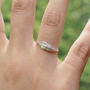 Feather Sterling Silver Ring | Delicate Stacking Ring | 925 Silver Hypoallergenic Ring