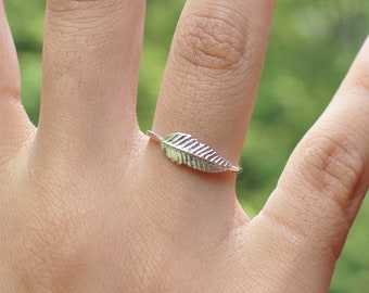 Feather Sterling Silver Ring | Delicate Stacking Ring | 925 Silver Hypoallergenic Ring