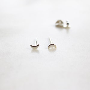 Tiny Silver Moon Stud Earrings, Sterling Silver Minimalist Earrings image 4