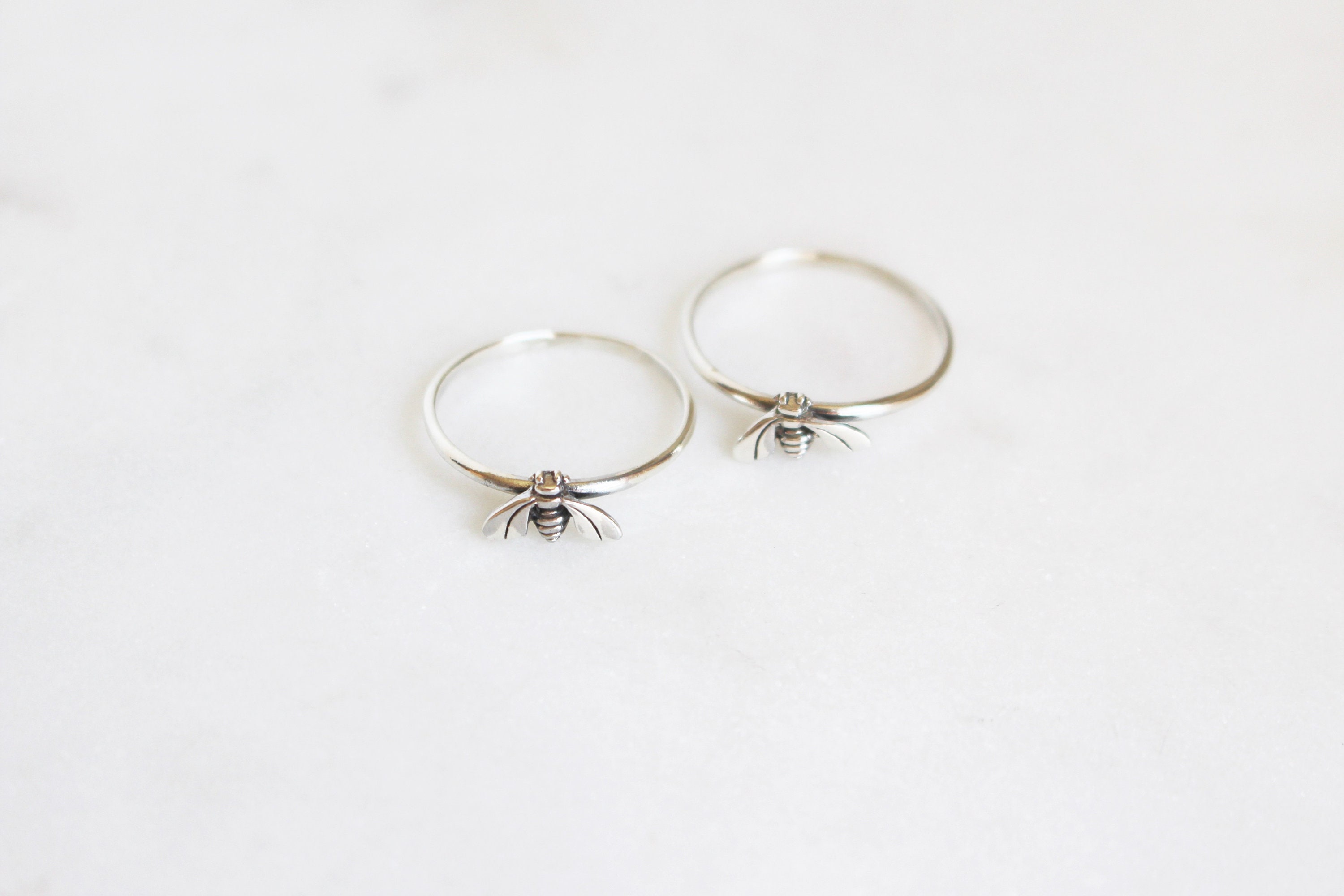 Silver Bee Ring | Sterling Silver Unique Stacking Ring Gift for Her