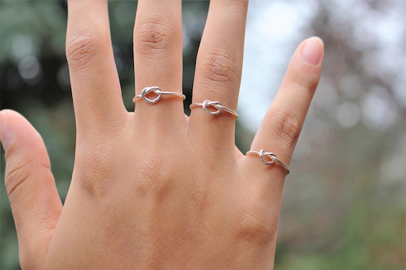 Sterling Silver Love Knot Ring: Minimalist Stacking Ring