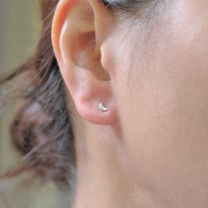 Tiny Silver Moon Stud Earrings, Sterling Silver Minimalist Earrings image 5