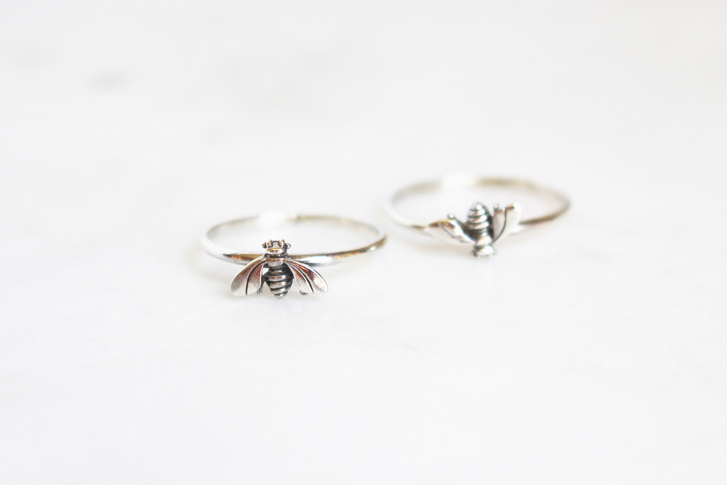 Silver Bee Ring | Sterling Silver Unique Stacking Ring Gift for Her