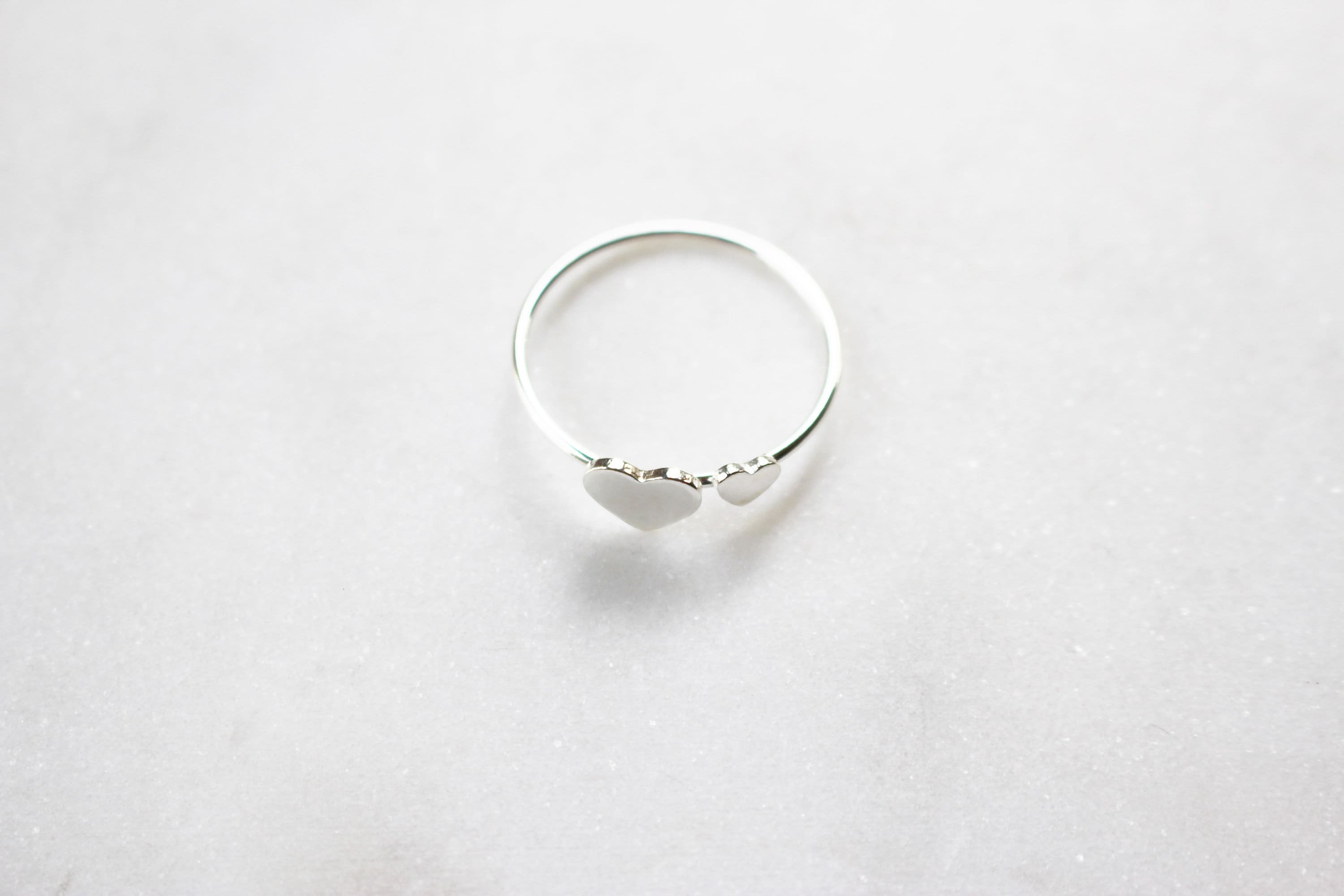 Silver Double Heart Ring, Sterling Silver Heart Ring, Dainty Silver Double Heart Ring, Sterling Silver Heart Ring, Dainty