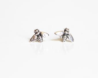 Bee Sterling Silver Stud Earrings – Dainty, Minimalist, Everyday Jewelry Gift for Her