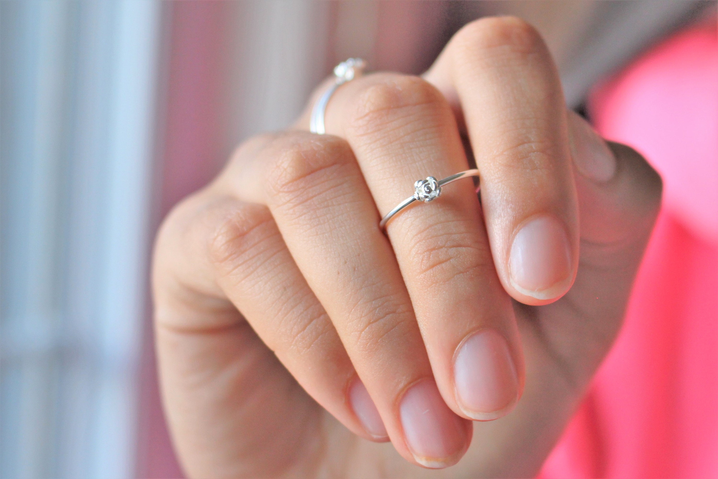 Silver Rose Ring Sterling Silver Flower Ring Dainty Trendy Etsy