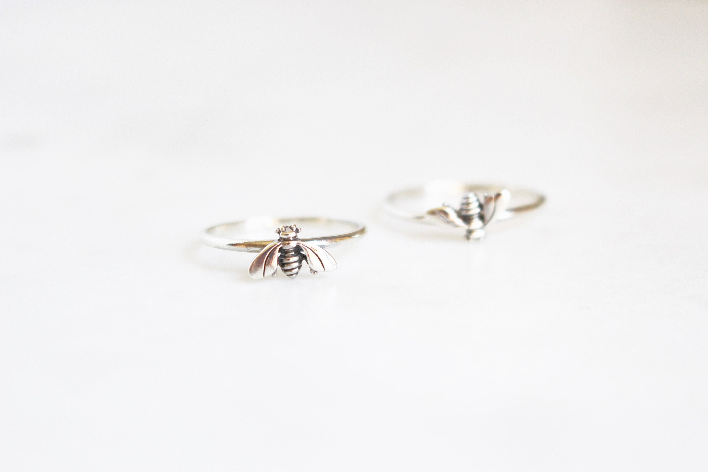 Silver Bee Ring | Sterling Silver Unique Stacking Ring Gift for Her