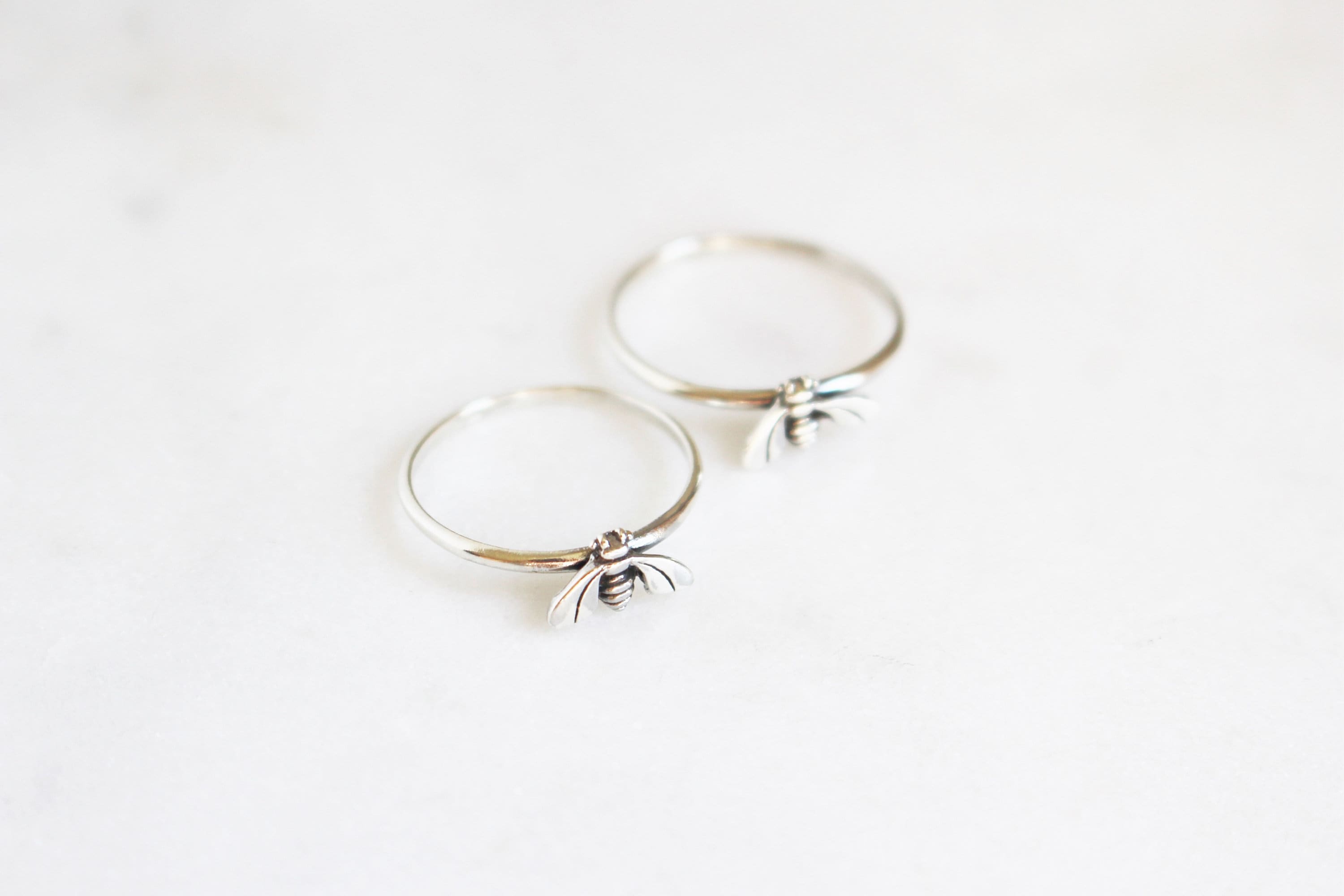 Silver Bee Ring | Sterling Silver Unique Stacking Ring Gift for Her