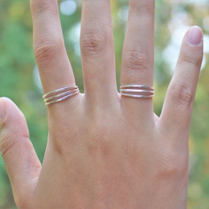 Sterling Silver Layered Ring Triple Band Stackable Ring 925 Trendy Midriff or Pinkie Everyday Ring image 2