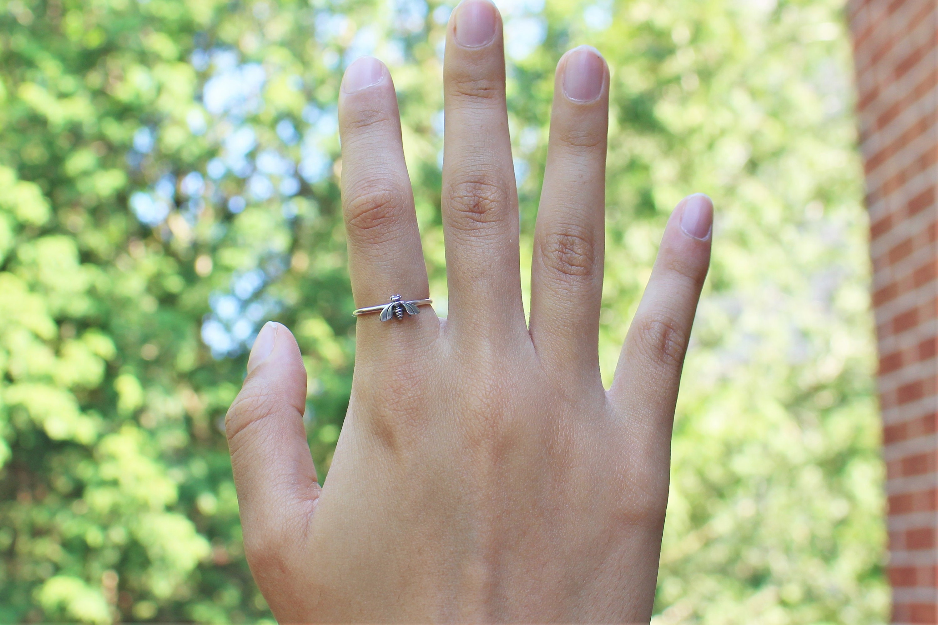Silver Bee Ring | Sterling Silver Unique Stacking Ring Gift for Her