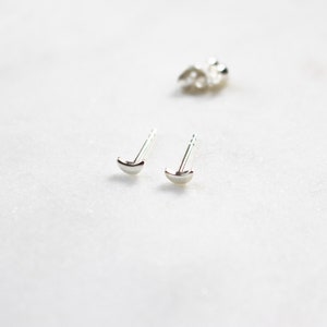 Tiny Silver Moon Stud Earrings, Sterling Silver Minimalist Earrings image 3