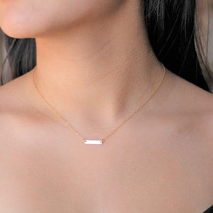 Gold Engravable Bar Necklace, 14k Goldfill Dainty Layering Necklace