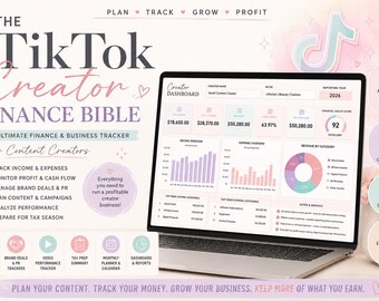TikTok Creator Finance Tracker | UGC Income Expense Spreadsheet (Excel/Google Sheets)
