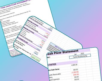 Cash Flow Statement Template | Monthly Tracker | Small Business Finance Spreadsheet