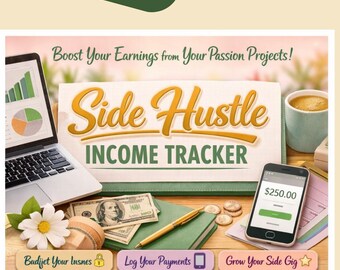 Side Hustle Income Tracker | Small Business Earnings Log (Digital Download)