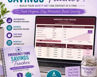 Emergency Fund Savings Tracker | Automated Excel Budget Template (Digital Download)