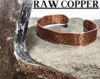 Rough Copper Bracelet for Men, Raw Copper Cuff for Men, Anti-Arthritis Healing Gift, Healing Copper Bangle, Solid Hammered Copper Cuff
