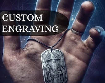 Custom Tag Necklace, Personalized Pendant for Men, Engraved Metal Tag Necklace