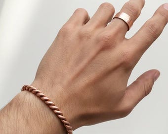 男性用太めテンサーバンド銅製ブレスレット、銅製テンサーブレスレット、抗関節炎ウェルネスギフト、強力なテンサーバンド、銅製ヒーリングブレスレット