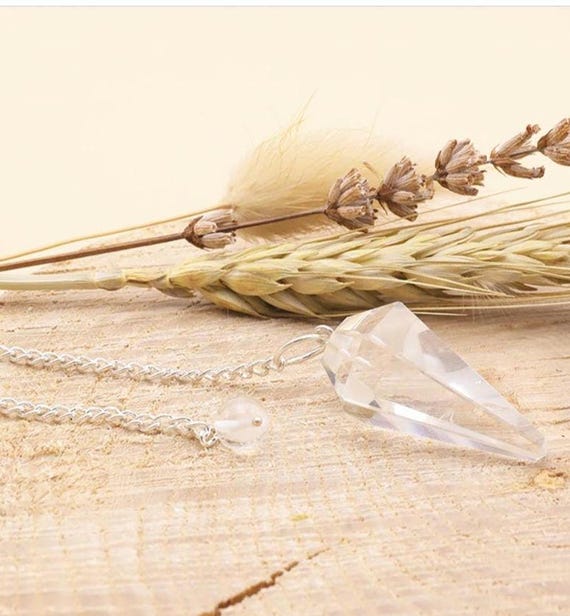Hexagonal rock crystal pendulum