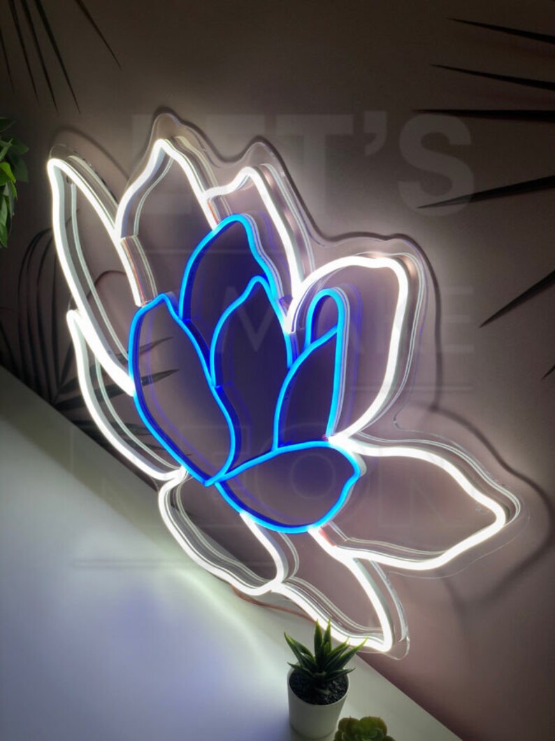 Colored Lotus Flower Led Light Neon Sign Cute Floral Design Etsy