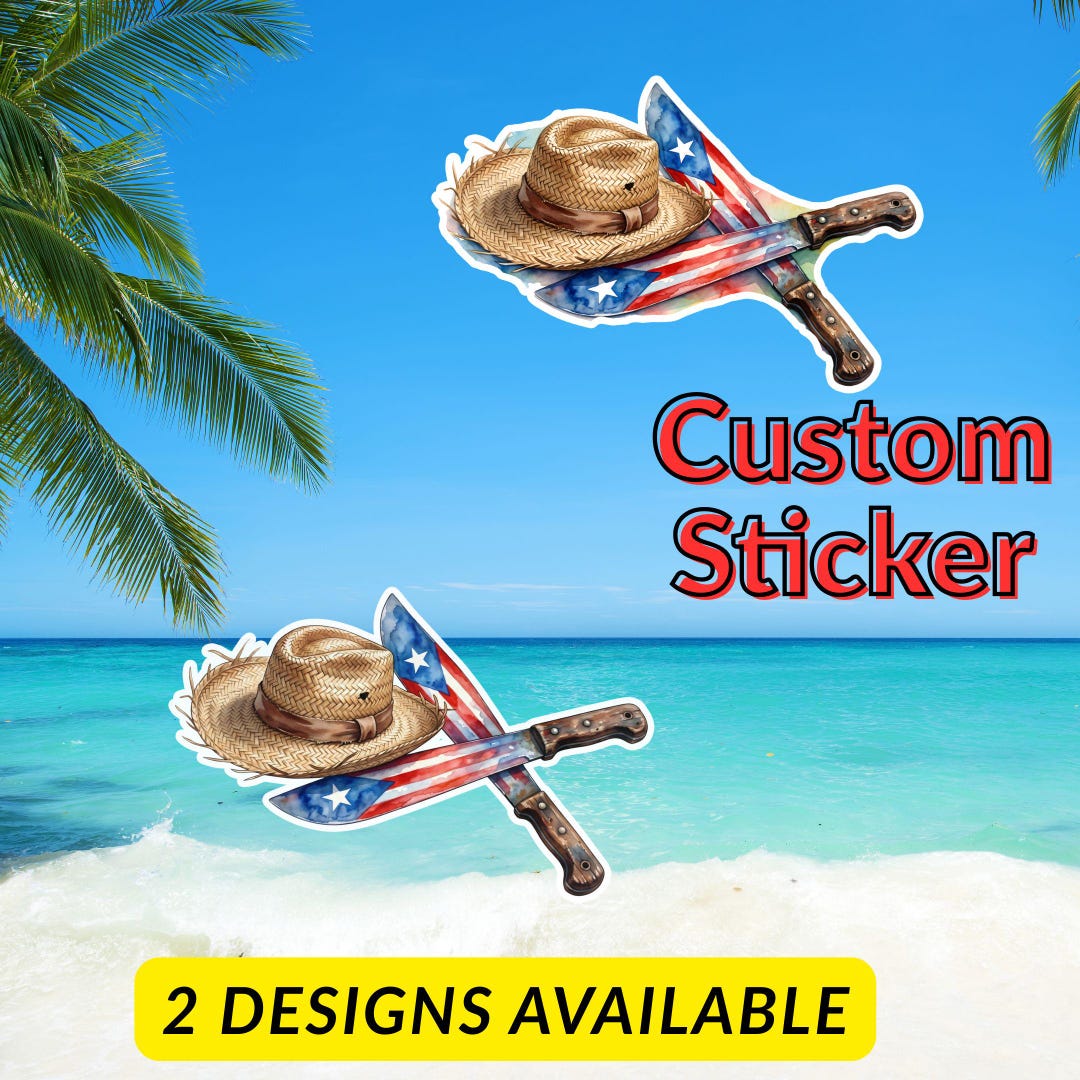 Puerto Rico Jíbaro Sticker: Pava, Machetes, Flag Decal (waterproof) - Etsy
