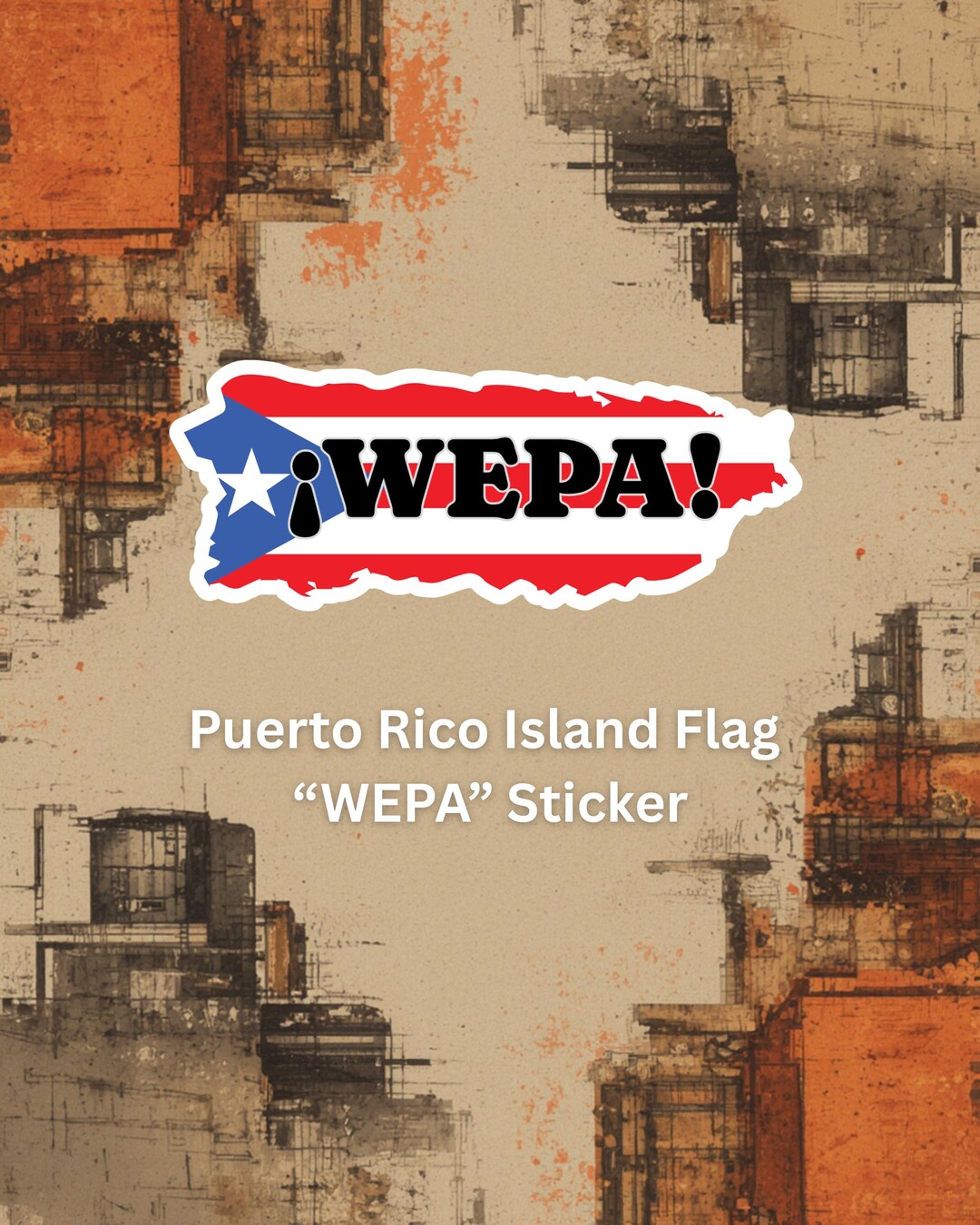Puerto Rico Island Flag ¡WEPA! Sticker | Waterproof Sticker | Hispanic ...