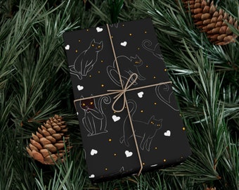 Black Cat Love - Gift Wrap Wrapping Paper Cats Spooky Goth Witchy