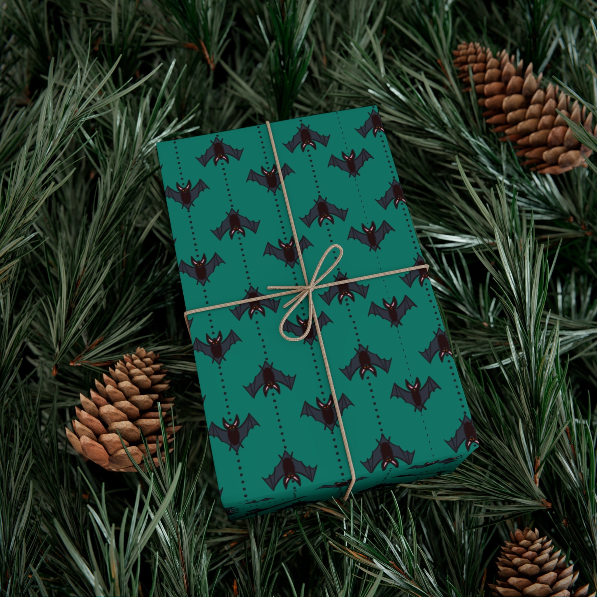 Vintage Sage Green Pinstripe Christmas Wrapping Paper, Christmas