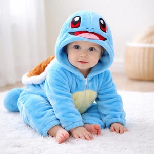 Disfraz de tortuga azul de anime para bebé – Mono de anime con capucha