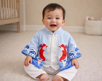 Kombinezon dla niemowląt z rybką Koi, strój w stylu anime