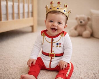 Zestaw kostiumowy Baby Prince, królewski kombinezon i spodnie z koroną, niemowlęcy kombinezon do zdjęć
