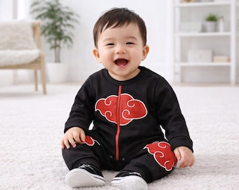 Kombinezon Baby Cloud Ninja, czerwony kapturek, kostium cosplay dla niemowląt inspirowany anime