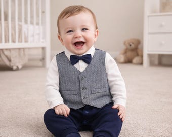 Zestaw kostiumów Baby Waiter – body niemowlęce, spodnie, muszka, strój do sesji zdjęciowej