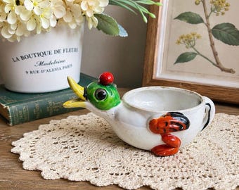 Vintage Figural Duck Planter Lustreware Ceramic Bird Bowl Trinket Dish, Japan