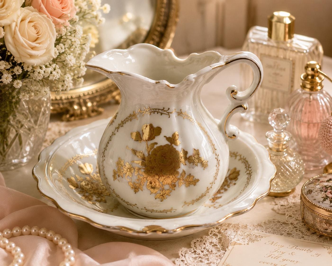 White Pitcher and Bowl - Etsy