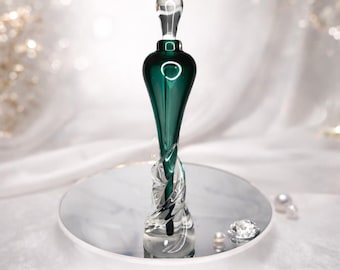 Signed Matthew Buechner Art Glass Perfume Bottle – Emerald Twist, 1994 Thames Glass