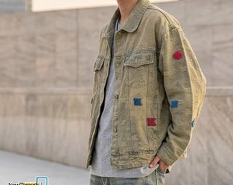Washed Denim Jacket | Casual Loose Fit Top | Daily Wear | Y2K Streetwear Style