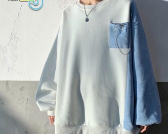 Oversized Sweatshirt | Long Sleeve Top | Color Block Design | Casual Y2K Streetwear