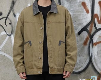 Button Washed Jacket | Oversized Utility Layering Coat | Daily Style | Retro Streetwear Fashion