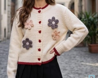 Long Sleeve Cardigan | Heart Button Sweater | Soft Cozy Top | Casual Streetwear